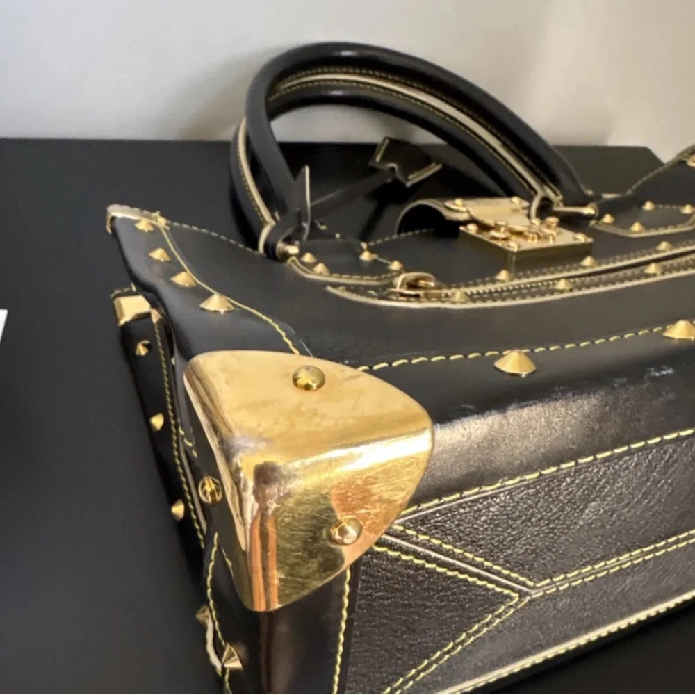 Louis Vuitton Black Leather Satchel with Gold Hardware - Picture 7 of 15